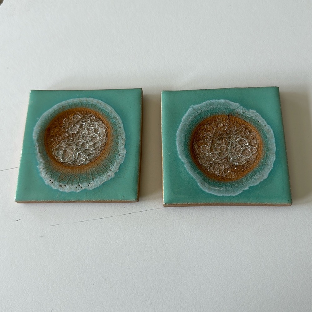 COPY - Pair of Anthropologie tile coasters teal
